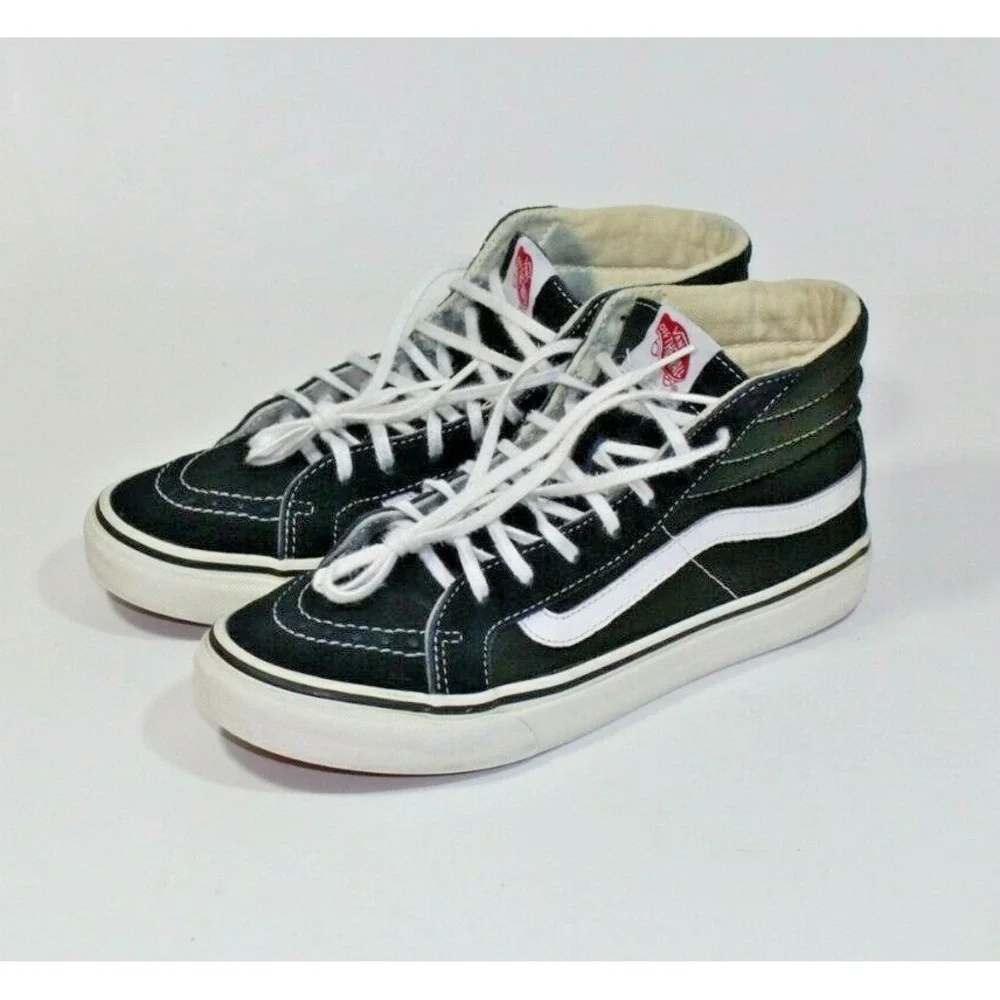 Vans Sk8-Hi High Top Skateboard Shoes Black White 721277 Men's Size 6.5 Wmns 8